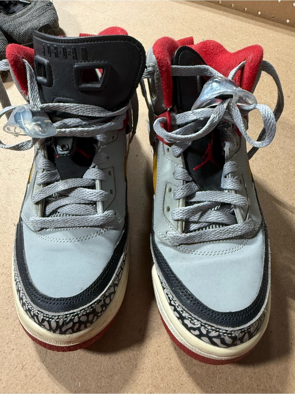 Jordan Kids Grey and Red Retro-Style Sneakers